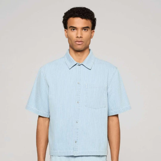 Foto van product Pinstriped Casual Denim Overshirt Urban Classics blauw