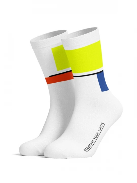 Foto van product PIPPO Amsterdam Sportsokken 'Mondrian Rennrad' gemengde kleuren / wit