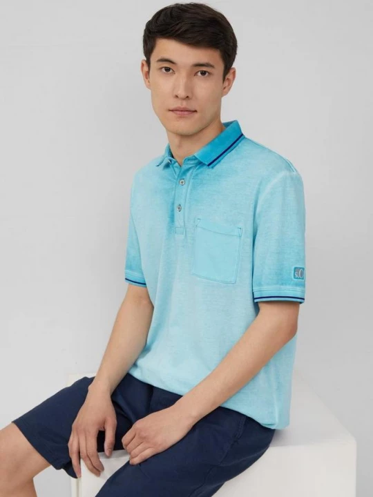 Foto van product Piqué polo met garment wash en borstzak s.Oliver