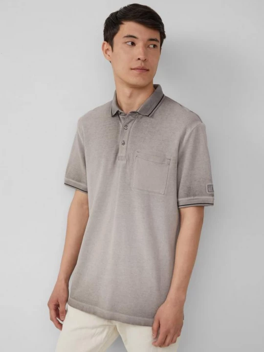 Foto van product Piqué polo met garment wash en borstzak s.Oliver grijs