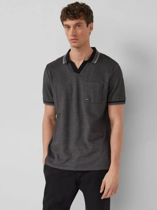 Foto van product Piqué poloshirt in tweekleurige look met borstzakje s.Oliver grijs