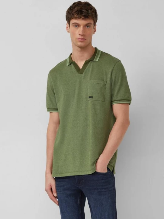 Foto van product Piqué poloshirt in tweekleurige look met borstzakje s.Oliver olijfgroen