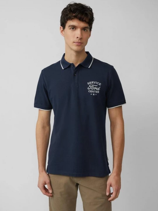 Foto van product Piqué poloshirt met borduursel en Ford® artwork s.Oliver blauw