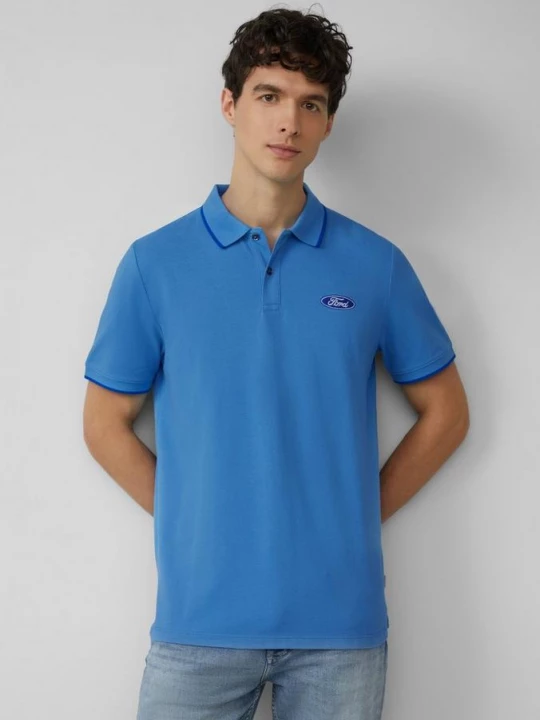 Foto van product Piqué poloshirt met borduursel en Ford® artwork s.Oliver blauw