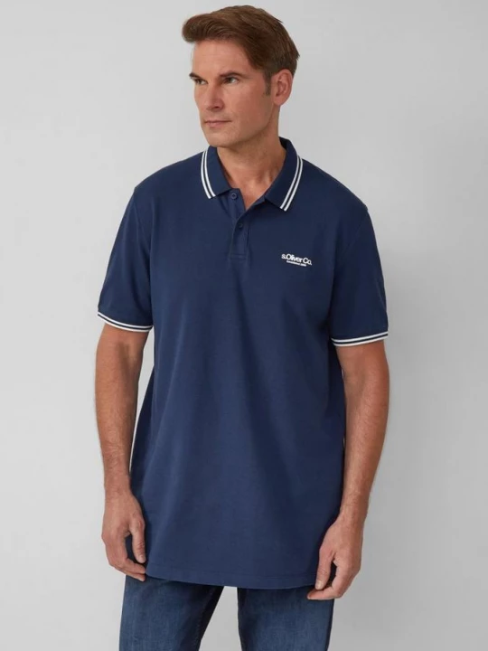 Foto van product Piqué poloshirt met contrasterende details en logo s.Oliver blauw