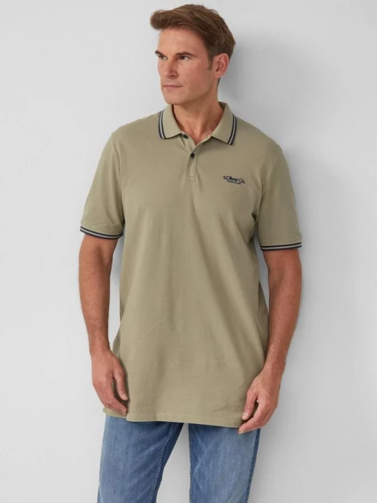 Foto van product Piqué poloshirt met contrasterende details en logo s.Oliver olijfgroen