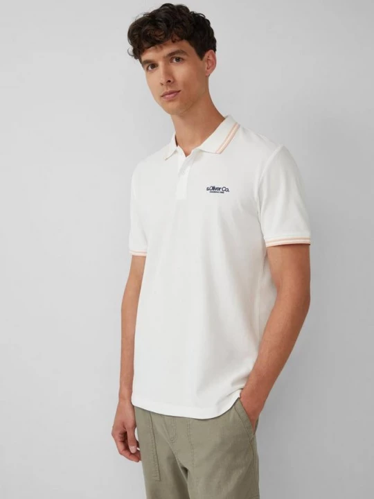 Foto van product Piqué poloshirt met contrasterende details en logo s.Oliver wit