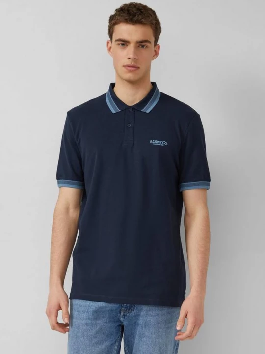 Foto van product Piqué poloshirt met contrasterende details s.Oliver blauw
