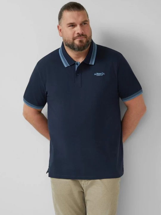Foto van product Piqué poloshirt met contrasterende details s.Oliver blauw