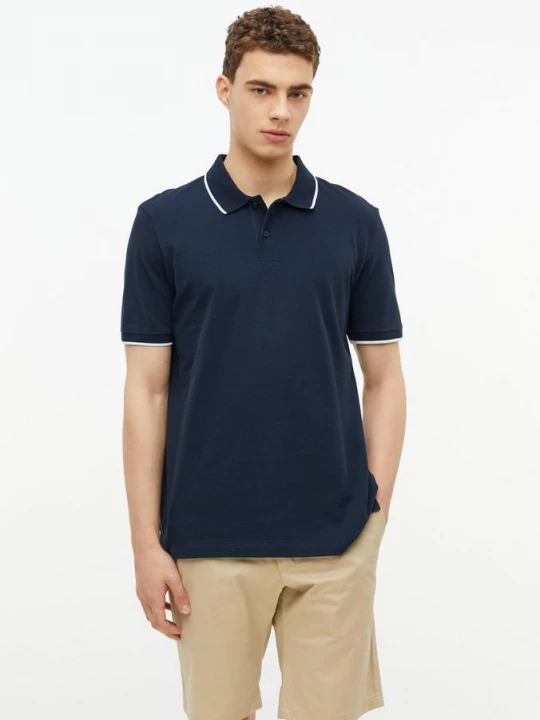 Foto van product Piqué poloshirt met contrasterende details s.Oliver blauw