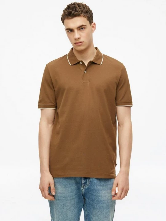 Foto van product Piqué poloshirt met contrasterende details s.Oliver bruin