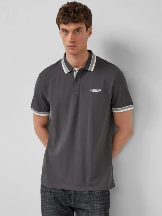 Foto van product Piqué poloshirt met contrasterende details s.Oliver grijs
