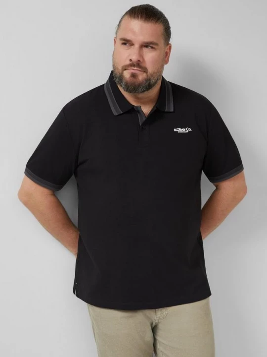 Foto van product Piqué poloshirt met contrasterende details s.Oliver zwart