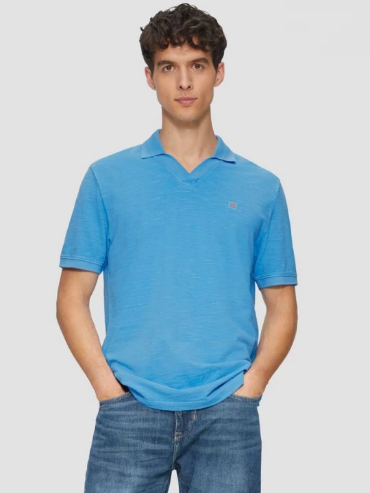 Foto van product Piqué poloshirt met kledingstukverf s.Oliver blauw