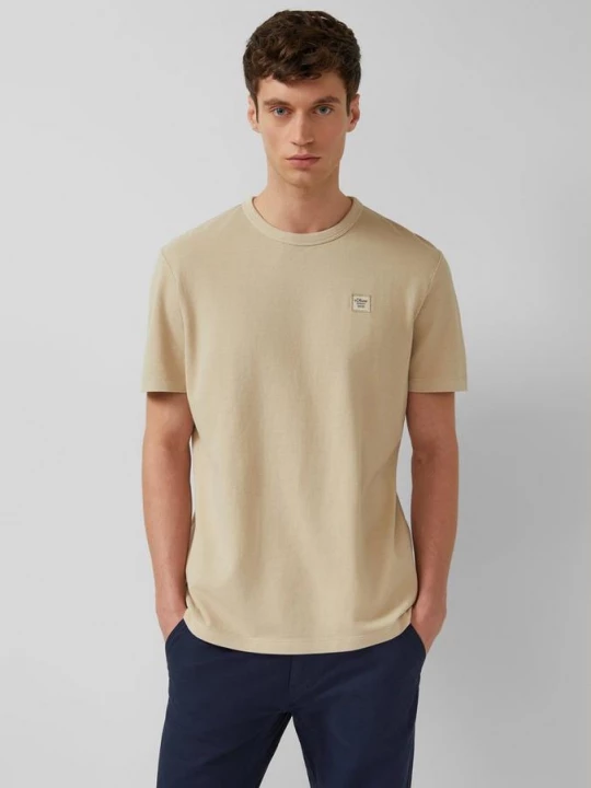 Foto van product Piqué T-shirt met kledingstukverf s.Oliver beżowy