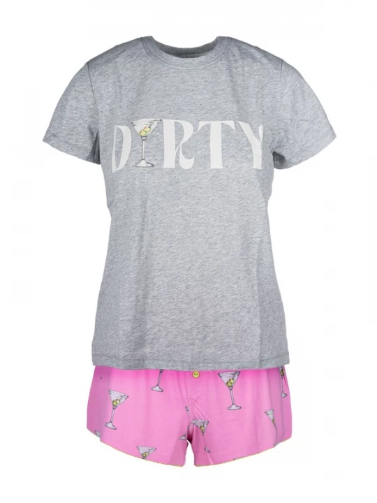 Foto van product PJ Salvage Korte pyjama grijs / lichtgrijs / pink