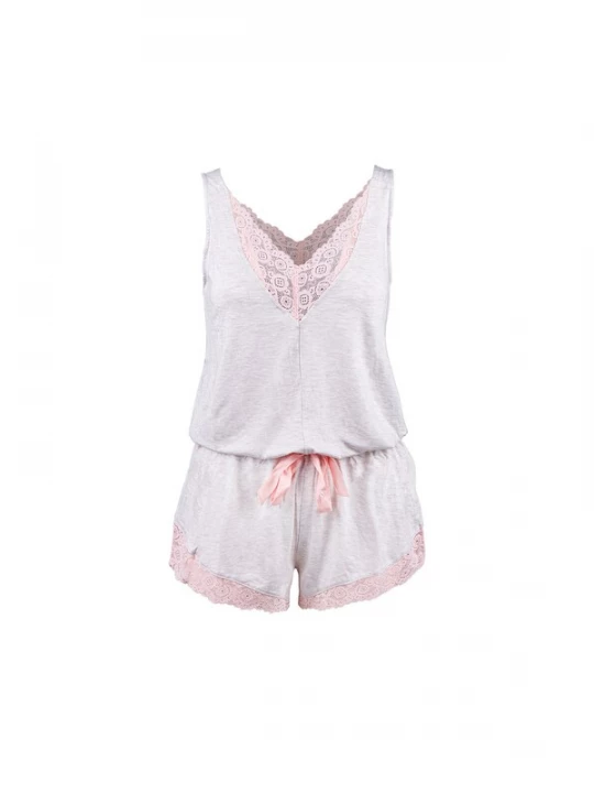 Foto van product PJ Salvage Pyjama 'Love & Lace Romper' lichtgrijs / rosa
