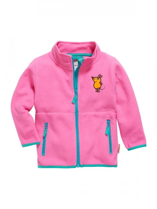 Foto van product PLAYSHOES Fleece jas 'DIE MAUS' hemelsblauw / bruin / lichtoranje / pink