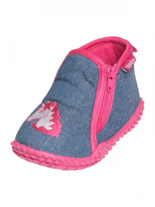 Foto van product PLAYSHOES Huisschoenen 'Einhorn' blauw denim / donkerroze