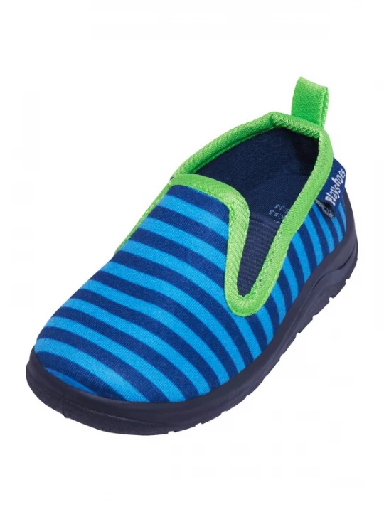 Foto van product PLAYSHOES Huisschoenen 'Ringel' marine / hemelsblauw / limoen