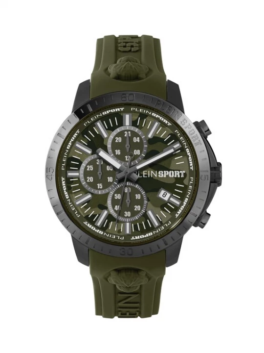 Foto van product Plein Sport Analoog horloge 'Gain' olijfgroen / zwart / zilver