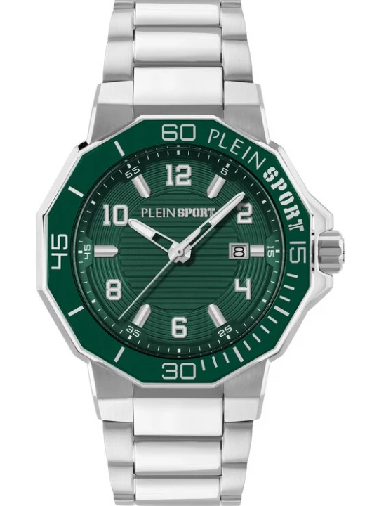 Foto van product Plein Sport Analoog horloge 'Titan 3H' donkergroen / zilver / wit