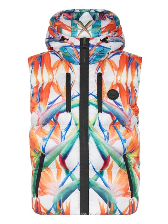 Foto van product Plein Sport Bodywarmer 'Flowers' blauw / oranje / zwart / wit