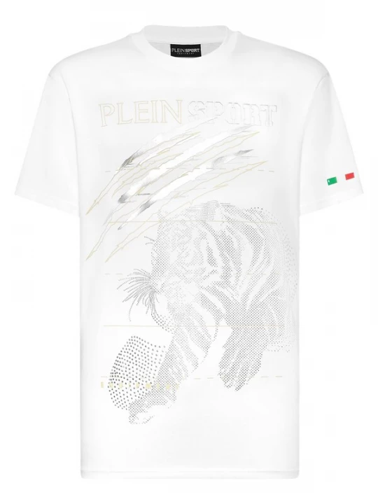 Foto van product Plein Sport Shirt 'Tiger' olijfgroen / zwart / zilver / wit