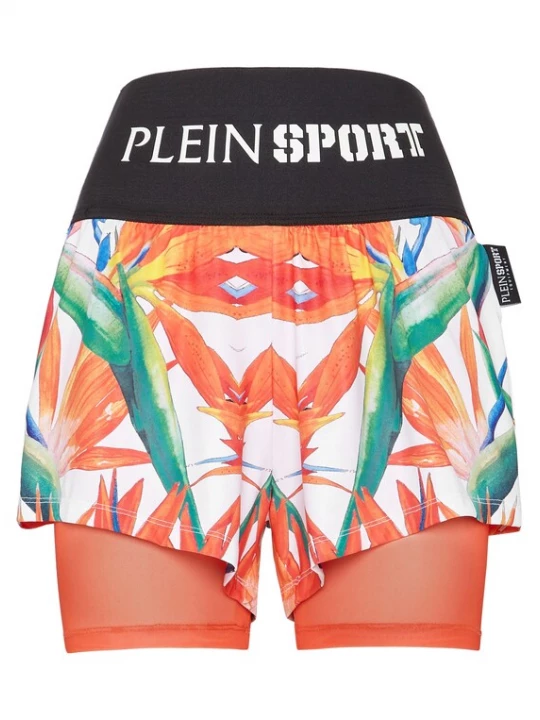 Foto van product Plein Sport Sportbroek grasgroen / lichtoranje / zwart / wit