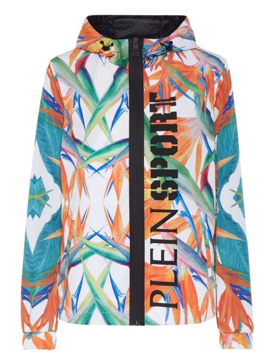 Foto van product Plein Sport Sportjas 'Flowers' smaragd / grasgroen / oranje / wit