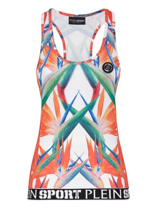Foto van product Plein Sport Sporttop jade groen / oranje / zwart / wit