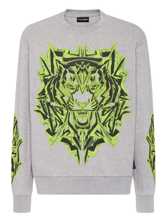 Foto van product Plein Sport Sweatshirt 'Tiger' lichtgrijs / limoen / zwart
