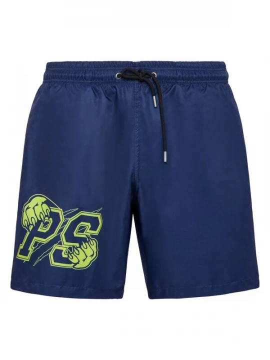 Foto van product Plein Sport Zwemshorts donkerblauw / limoen