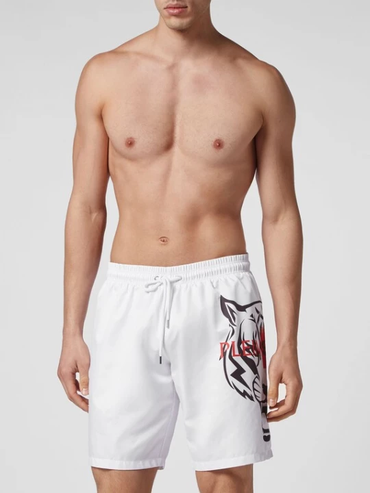 Foto van product Plein Sport Zwemshorts 'Tiger' lichtrood / zwart / wit