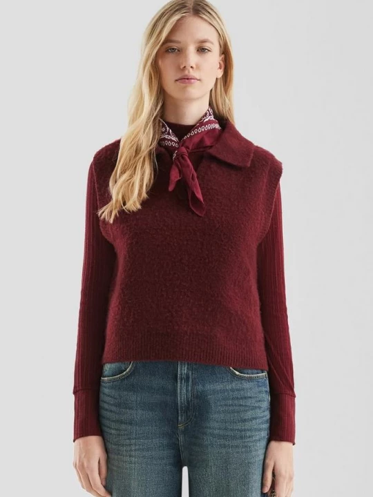Foto van product Pluizige trui met polokraag QS rood