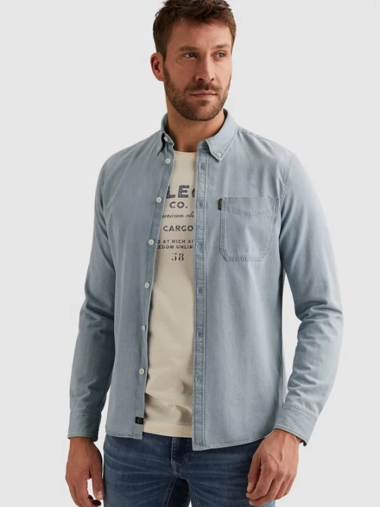 Foto van product PME Legend Overhemd 'Denim shirt with stitching details' blauw denim