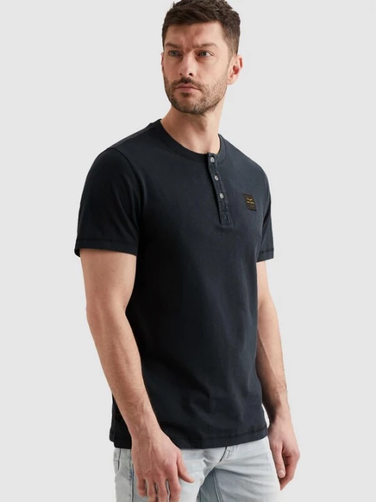 Foto van product PME Legend Overhemd 'Henley T-shirt with badge' donkerblauw