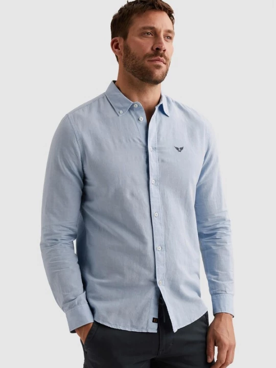 Foto van product PME Legend Overhemd 'Shirt in cotton / linen with garment-dye wash' blauw