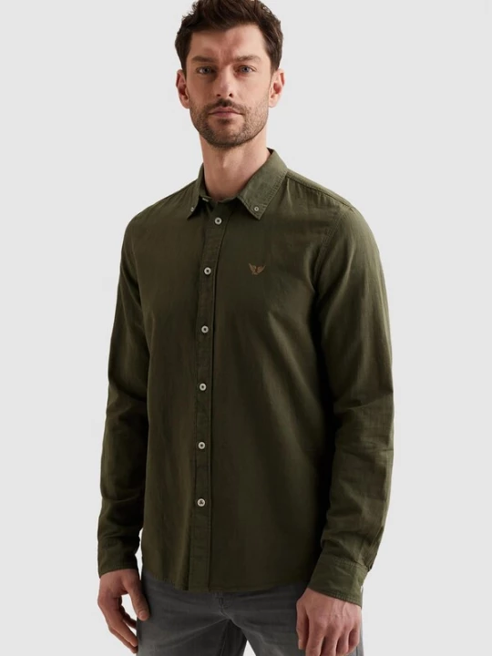 Foto van product PME Legend Overhemd 'Shirt in cotton / linen with garment-dye wash' groen