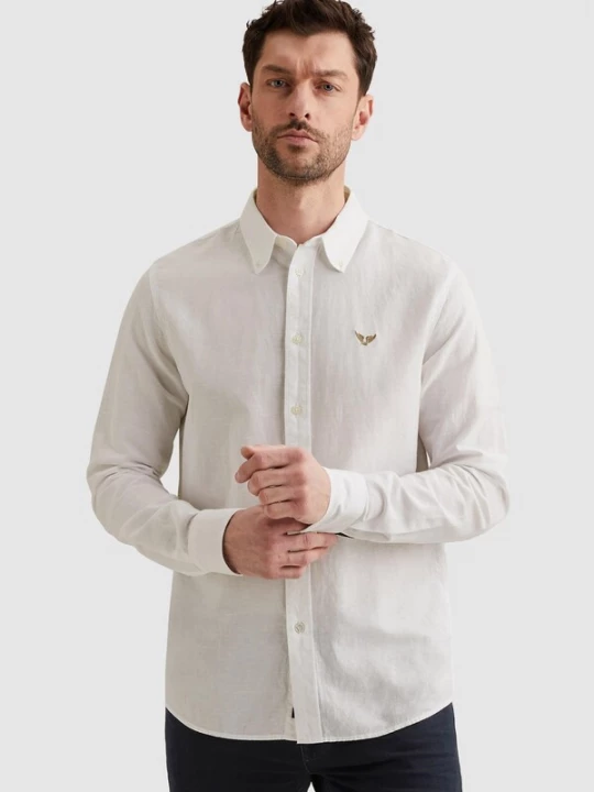Foto van product PME Legend Overhemd 'Shirt in cotton / linen with garment-dye wash' wit