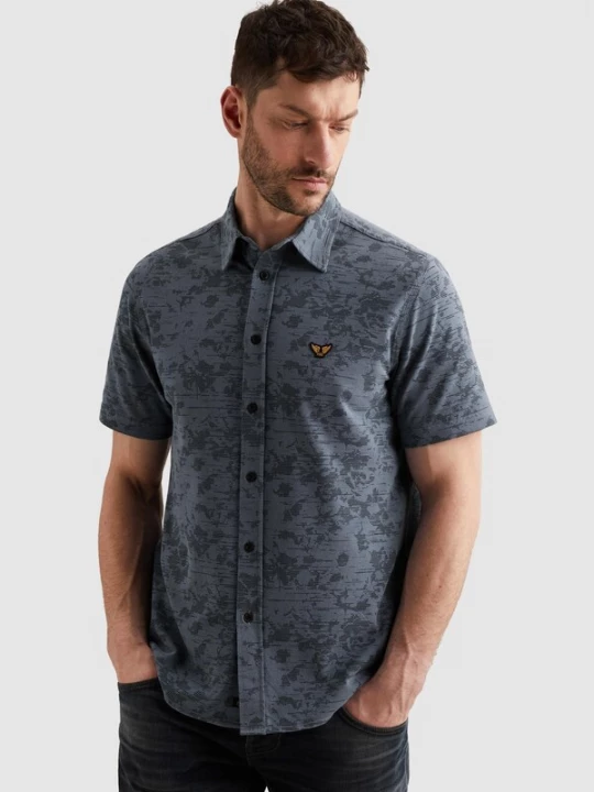 Foto van product PME Legend Overhemd 'Shirt in jersey piqué with allover print' smoky blue