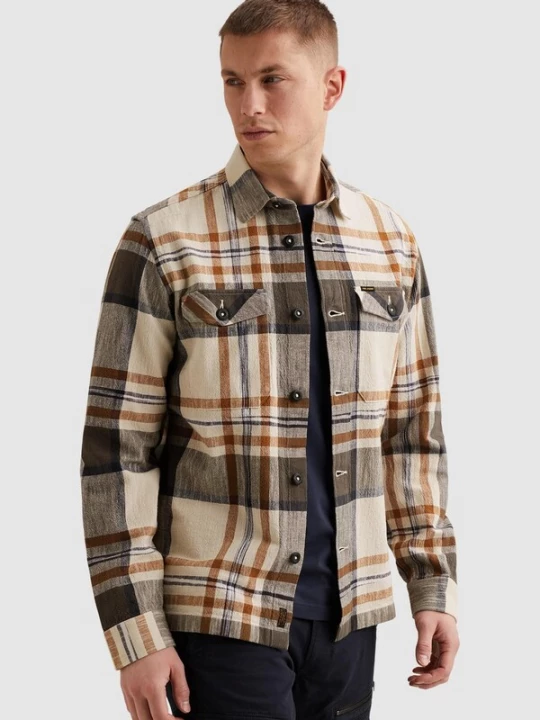 Foto van product PME Legend Overhemd 'Shirt with check pattern and badge' oranje