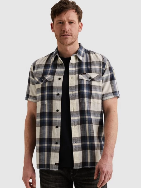 Foto van product PME Legend Overhemd 'Shirt with check pattern and chest pockets' blauw