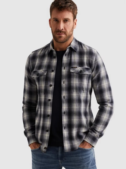 Foto van product PME Legend Overhemd 'Shirt with chest pockets and stitching details' grijs