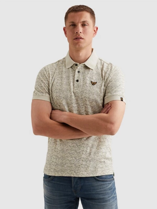 Foto van product PME Legend Shirt 'Polo shirt in 100% cotton with allover print' beige
