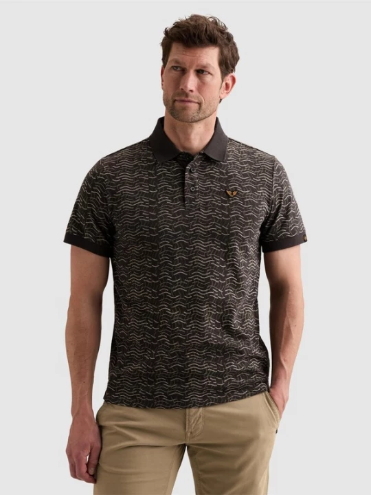 Foto van product PME Legend Shirt 'Polo shirt in 100% cotton with allover print' donkergrijs