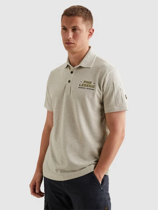 Foto van product PME Legend Shirt 'Polo shirt in 100% cotton with flight pocket' offwhite