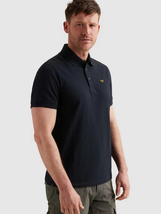 Foto van product PME Legend Shirt 'Polo shirt in jersey with allover jacquard pattern' zwart