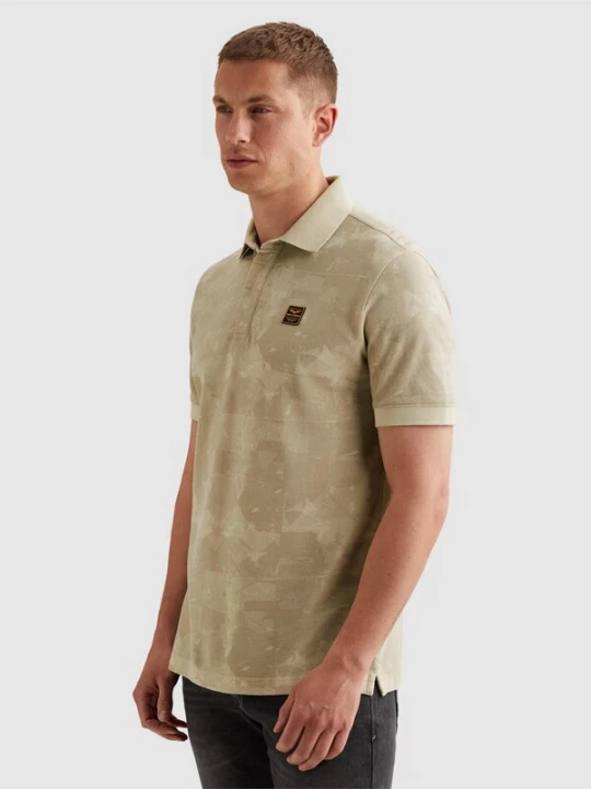 Foto van product PME Legend Shirt 'Polo shirt in piqué with allover print' beige