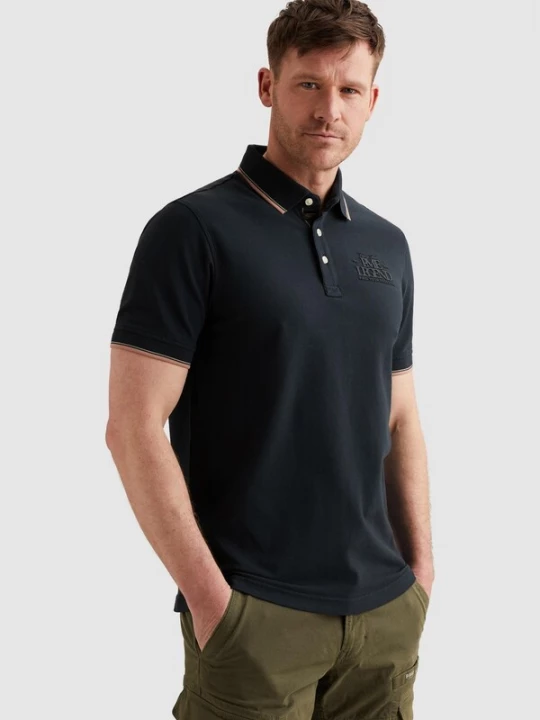 Foto van product PME Legend Shirt 'Polo shirt in piqué with artwork' donkerblauw